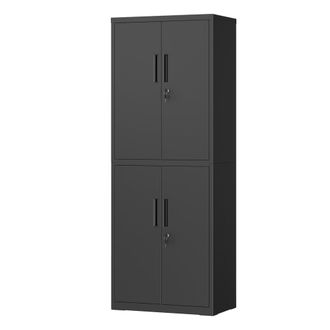 Songmics Armario de garaje de 5 estantes con puertas de metal negro