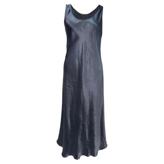 Max Mara Pre-owned Womens Max Leisure Talete Midi Dress in Navy Blue Acetate - Size EU 38
