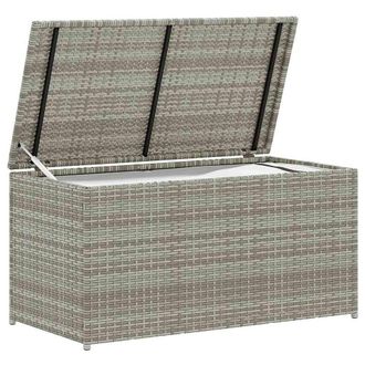 Berkfield Home Garden Storage Box Poly Rattan 100x50x50 cm Grey | Size: 100 x 50 x 50 cm