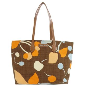 Miu Miu Brown Light Blue Orange Canvas Tote Bag (Pre-Owned)