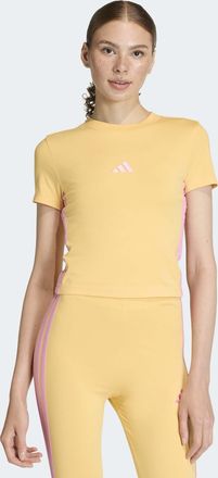 adidas T-Shirt ADIDAS SPORTSWEAR ESSENTIALS 3-STREIFEN SLIM BABY, Damen, Gr. XXL, semi ice tangerine, st tropic bloom, Obermaterial: 93% Baumwolle, 7% Elasth