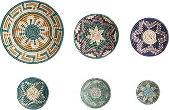 Beliani Decoraci&oacute;n De Pared De Algas Marinas Natural 6 Piezas Colgantes Hecho A Mano Estilo Africano Namdinh