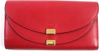 Chlo&eacute; Red Color Leather Long Wallet (Bi-Fold) (Pre-Owned)