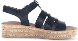Gabor Platform Sandal - Dames - Sleehakken - Zwart - 41 EU - Leer - Schoenen