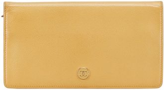 Chanel Yellow Leather Long Wallet (Bi-Fold) (Pre-Owned)