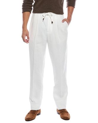 Brunello Cucinelli Pleated Leisure Fit Linen Pant