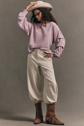 Pilcro Tucked-Sleeve Pullover