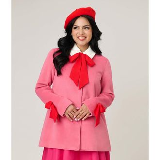 Unique Vintage Bow Topper Coat in Pink W/bows at Nordstrom, Size X-Large