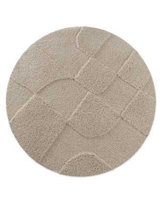 Wecon Home Alfombra de ba&ntilde;o redonda en relieve gris topo &Oslash;80