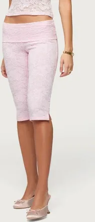Edikted Talisa Lace Capri Leggings in Light-Pink at Nordstrom, Size X-Small