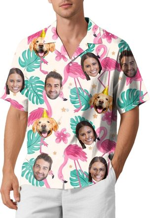 Generic Custom Face Hawaiian Shirt for Men - Funny Personalized Tropical Beach Shirt, Summer Casual Short Sleeve, Unique Gift for Him (UK, Alpha, 4XL, Regular
