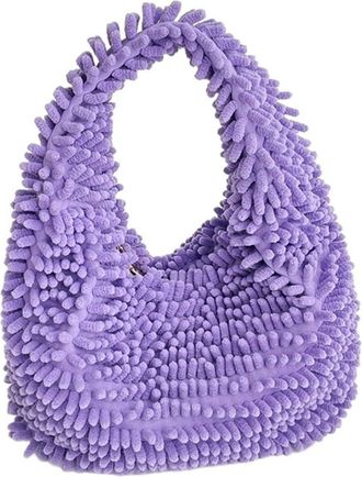 Generic Womens Plush Bags Plush Bag Purse Handbags Vintage Furry Ladies Shoulder Bags Fashion Girls Underarm Casual Tote(PURPLE)
