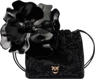 Pinko Pouch Flower Full Strass - Bags - Mujer - Negro - ONE SIZE