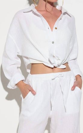 Spiritual Gangster Willow Gauze Button Down Shirt In White