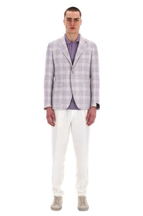 Tagliatore Montecarlo Line Linen-Wool Checked Jacket