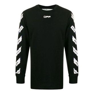 Off-white Airport Tape Printing Stripe Round Neck Black OMAB001S201850031088