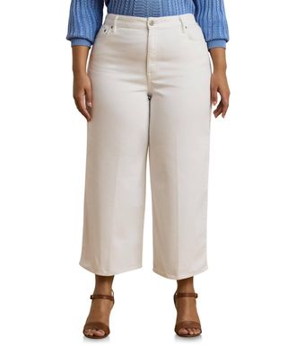 Ralph Lauren High-Rise Wide-Leg Cropped Jeans In White Wash