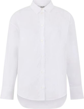 Max Mara Shirt met lange mouwen - Dames - Overhemden - Wit - XS - Katoen - Overhemden