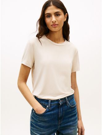 Tommy Hilfiger Womens Classic Fit Lightweight Jersey T-Shirt - Beige - XXL
