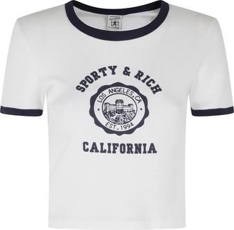 Sporty & Rich California T-Shirt - Dames - T-shirts - Wit - XS - Katoen - Tops