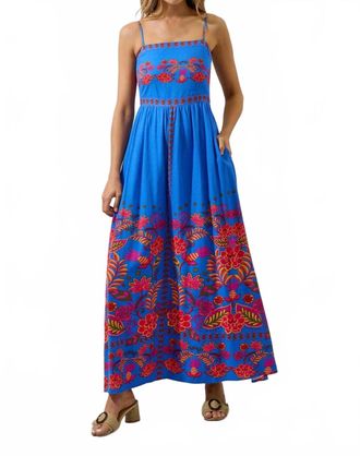 Sugarlips Maline Linen Keizer Floral Maxi Dress In Blue/red