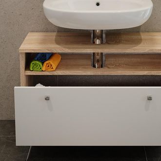 Vicco Mueble Bajo Lavabo Fynn, Sonoma/blanco, 80.2 X 54 Cm Con Caj&oacute;n
