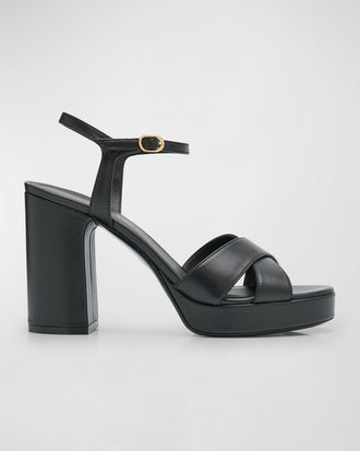 Stuart Weitzman Dayna Leather Crisscross Platform Sandals
