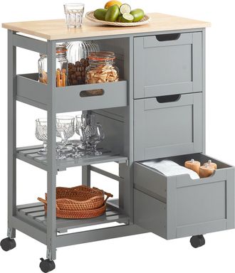 SoBuy Carro De Almacenamiento Mueble Auxiliar Cocina Carrito De Servir Con 3 Cajones 2 Estantes Y 1 Bandeja Extra&iacute;ble Gris Fkw79-hg Sobuy Es