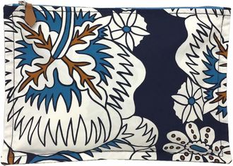 Hermès Navy White Cotton Canvas Pouch (Pre-Owned)