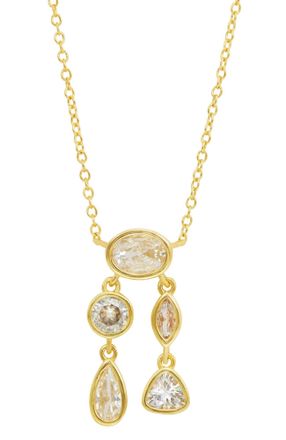 Savvy Cie Jewels GOLD PLATED BEZEL SET MIXED SHAPE WHITE CZ PENDANT