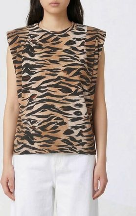 Pinko Top smanicato Pinko in cotone con stampa animalier