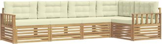 vidaXL Conjunto De Sof&aacute;s De Exterior 6 Uds. Blanco Y Crema Poli&eacute;ster Vidaxl