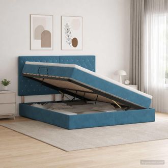 vidaXL Vidaxl Letto Con Contenitore E Materasso Blu Scuro 180 X 200 Cm