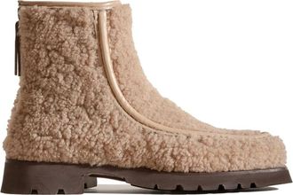 Hereu Beige Shearling Laarzen Ronde Neus - Dames - Winterlaarzen - Beige - 36 EU - Schoenen