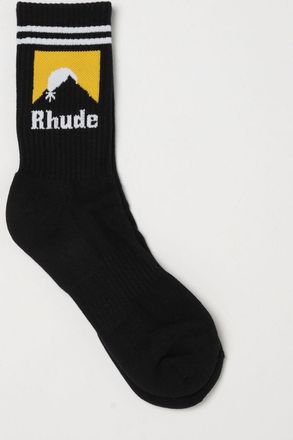 Rhude Calze in misto cotone stretch a coste con logo jacquard a contrasto