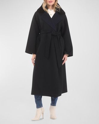 Gorski Reversible Wool Belted Coat with Detachable Lamb Shearling Collar