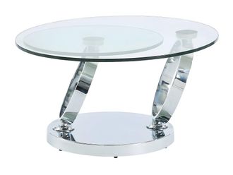 VENTE-UNIQUE.COM Mesa de centro cristal transparente, plateado