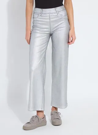 Lyss&eacute; Metallic Coated Wide Leg Denim (28 Inseam)