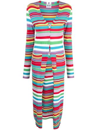 Moschino stripe-pattern V-neck cardigan - Red