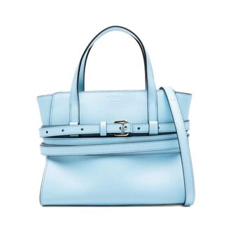 Moschino Handbags, female, Blue, Size: ONE SIZE Buckle-strap Tote Bag