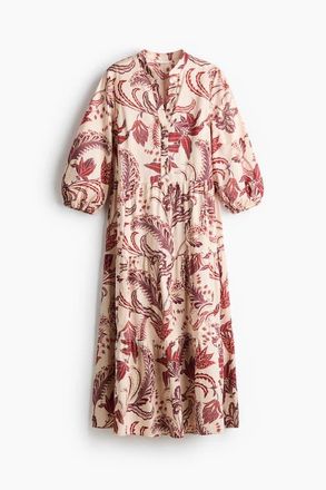 H&M Tiered Midi Dress in Light Beige/patterned at Nordstrom, Size Xx-Large
