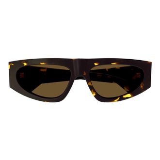 Bottega Veneta Accessoires, Dames, Bruin, ONE Size, Ovale Flat-top Zonnebril