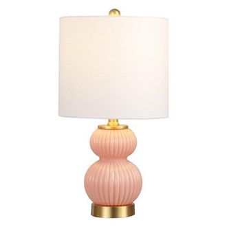 Jonathan Y Designs Daphne Ribbed Metal/Glass LED Table Lamp in Pink at Nordstrom