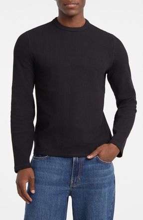 Guess Variegated Rib Long Sleeve T-Shirt in Jetblack at Nordstrom, Size Medium