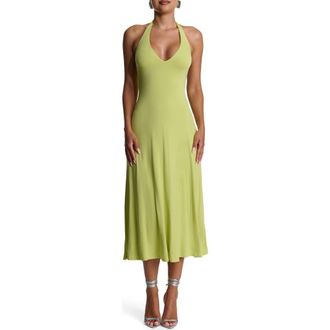 Naked Wardrobe Halter Midi Dress in Chartreuse at Nordstrom Rack, Size X-Small