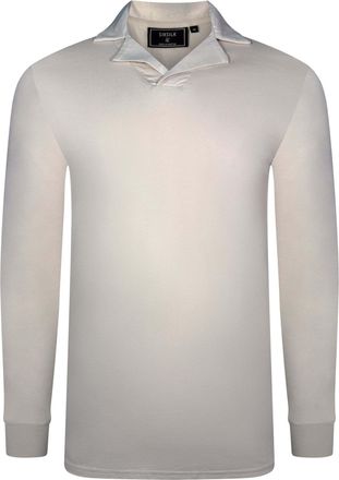 Siksilk Langarm-Poloshirt SIKSILK Siksilk Langarmpolo Long Sleeve Revere Polo, Herren, Gr. XL, beige, Obermaterial: 95% Baumwolle CO. 5% Elasthan EL., Shirts 