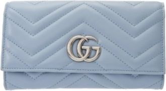 Gucci Light Blue Leather Long Wallet (Bi-Fold) (Pre-Owned)