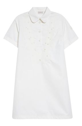Moncler Eyelet Shift Dress in White at Nordstrom, Size 10 Us