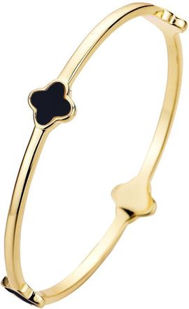 Adornia Adornia 14K Plated Mother Of Pearl Black Clover Bangle Bracelet