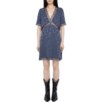 Zadig&Voltaire Redoxa Paisley Jacquard Silk Satin Minidress in Storm at Nordstrom, Size X-Small